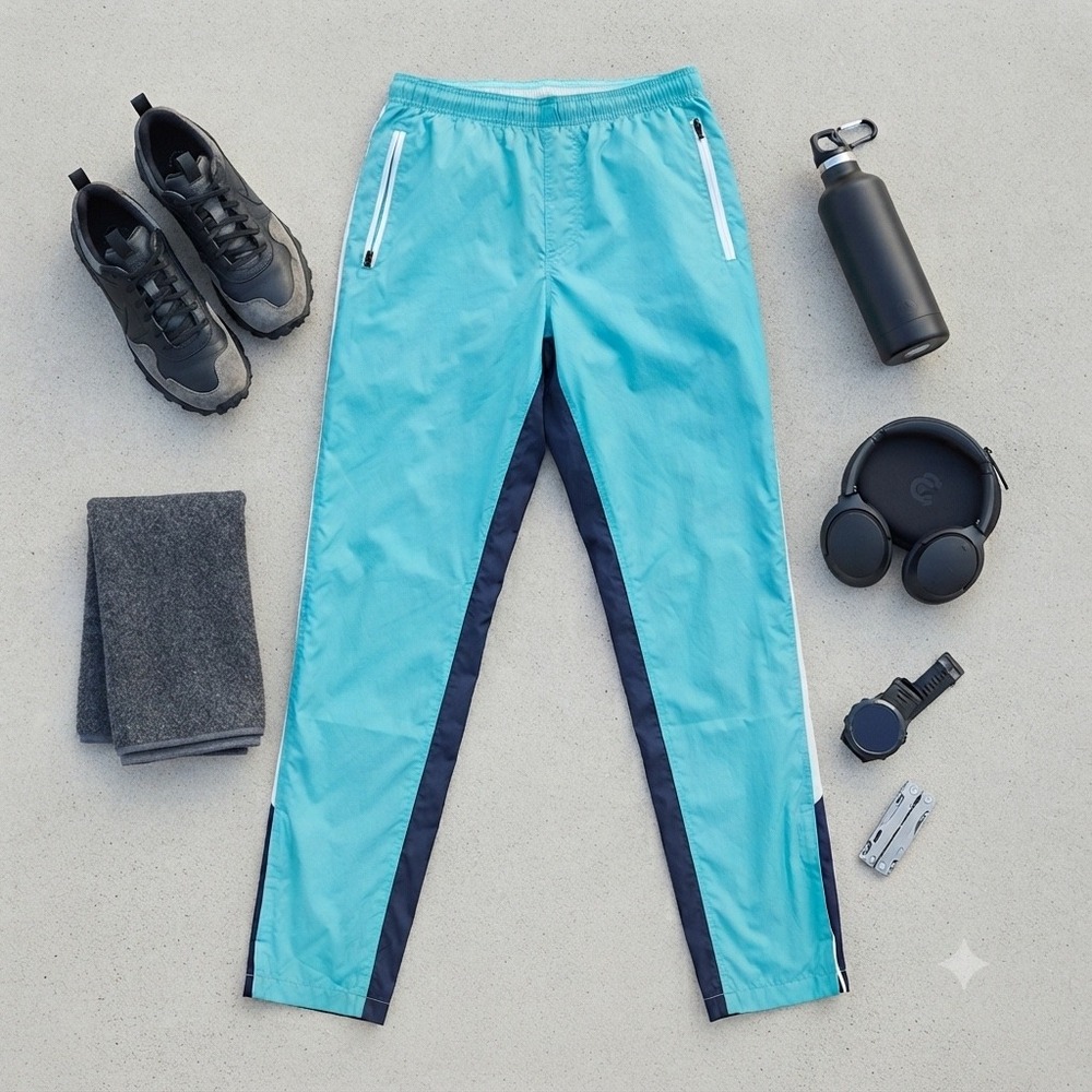 Rhone Mens Teal Navy Colorblock Windbreaker Track Pants Style 100038 Small